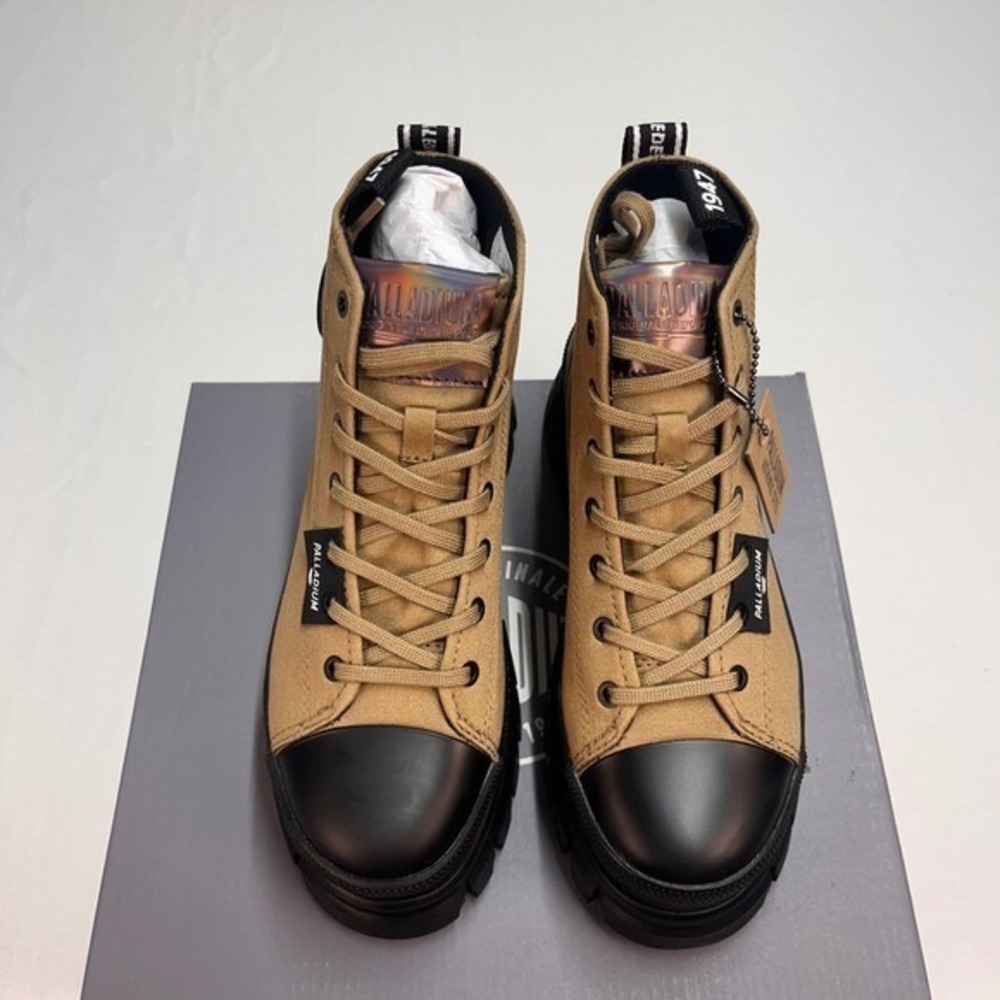 Palladium Revolt Hi TX Olive Women's Platform Lug Sole Ankle Boots - Picture 3 of 10
